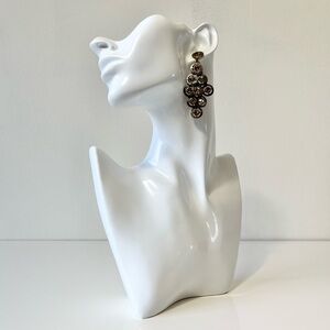 Brass Rhinestone Chandelier Earrings